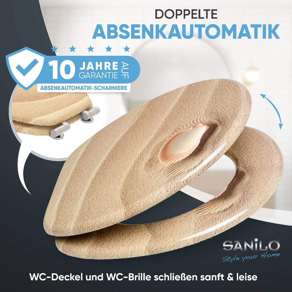 Sanilo WC-Sitz mit Absenkautomatik Clam - Premium Toilettendeckel direkt vom Hersteller Flash Sale