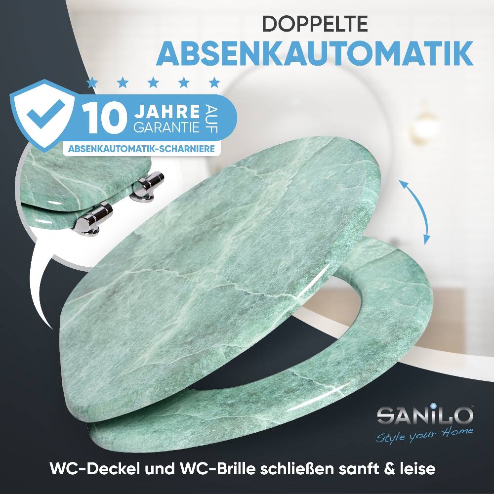 Sanilo WC-Sitz mit Absenkautomatik Marmor Grün - Premium Toilettendeckel direkt vom Hersteller Online Shopping