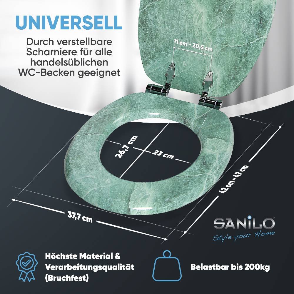 Sanilo WC-Sitz mit Absenkautomatik Marmor Grün - Premium Toilettendeckel direkt vom Hersteller Online Shopping