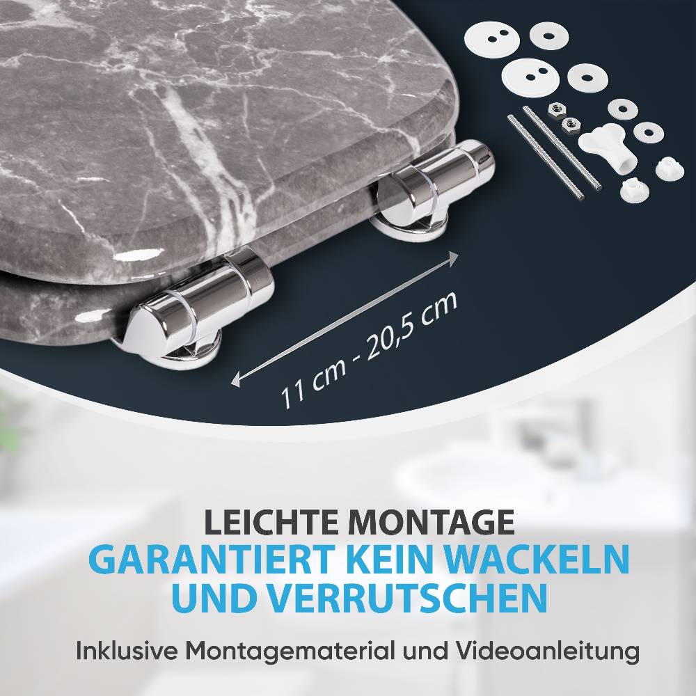 Sanilo WC-Sitz mit Absenkautomatik Marmor Grau - Premium Toilettendeckel direkt vom Hersteller Preisnachlass