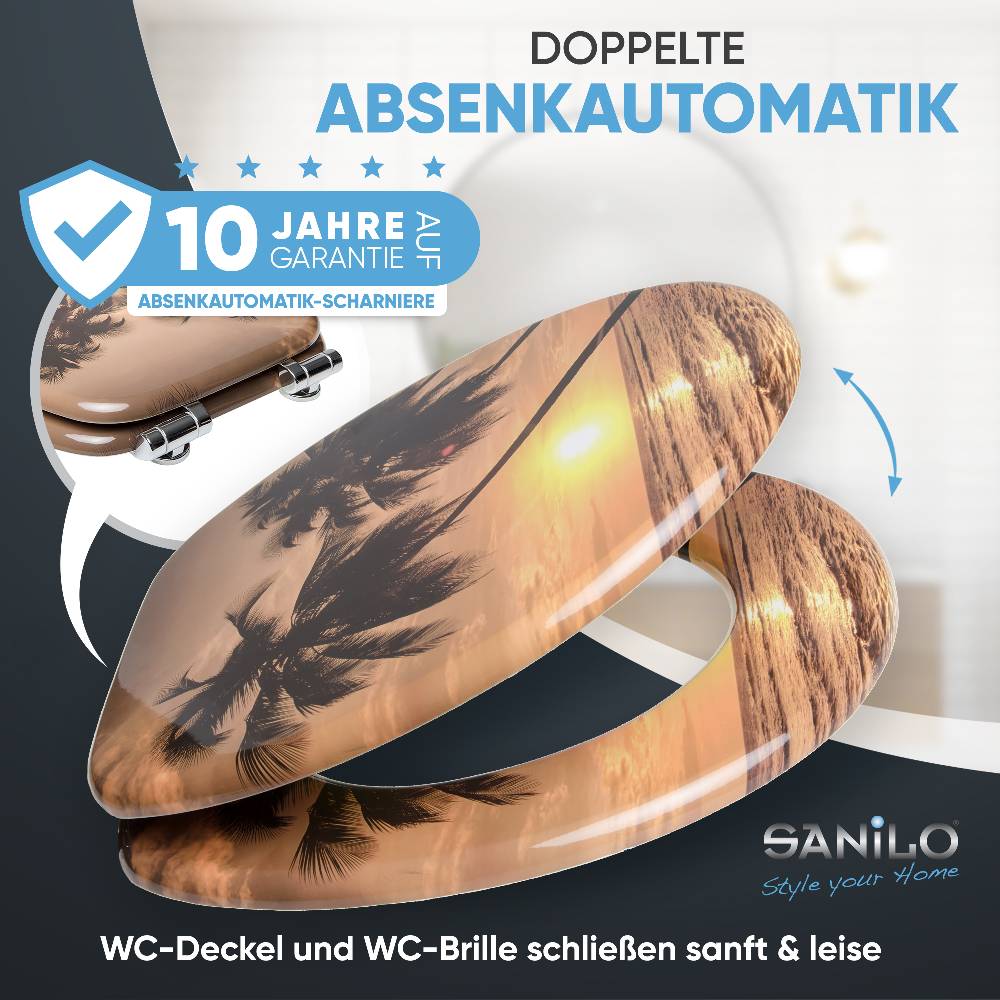 Sanilo WC-Sitz mit Absenkautomatik Summer - Premium Toilettendeckel direkt vom Hersteller Black Friday