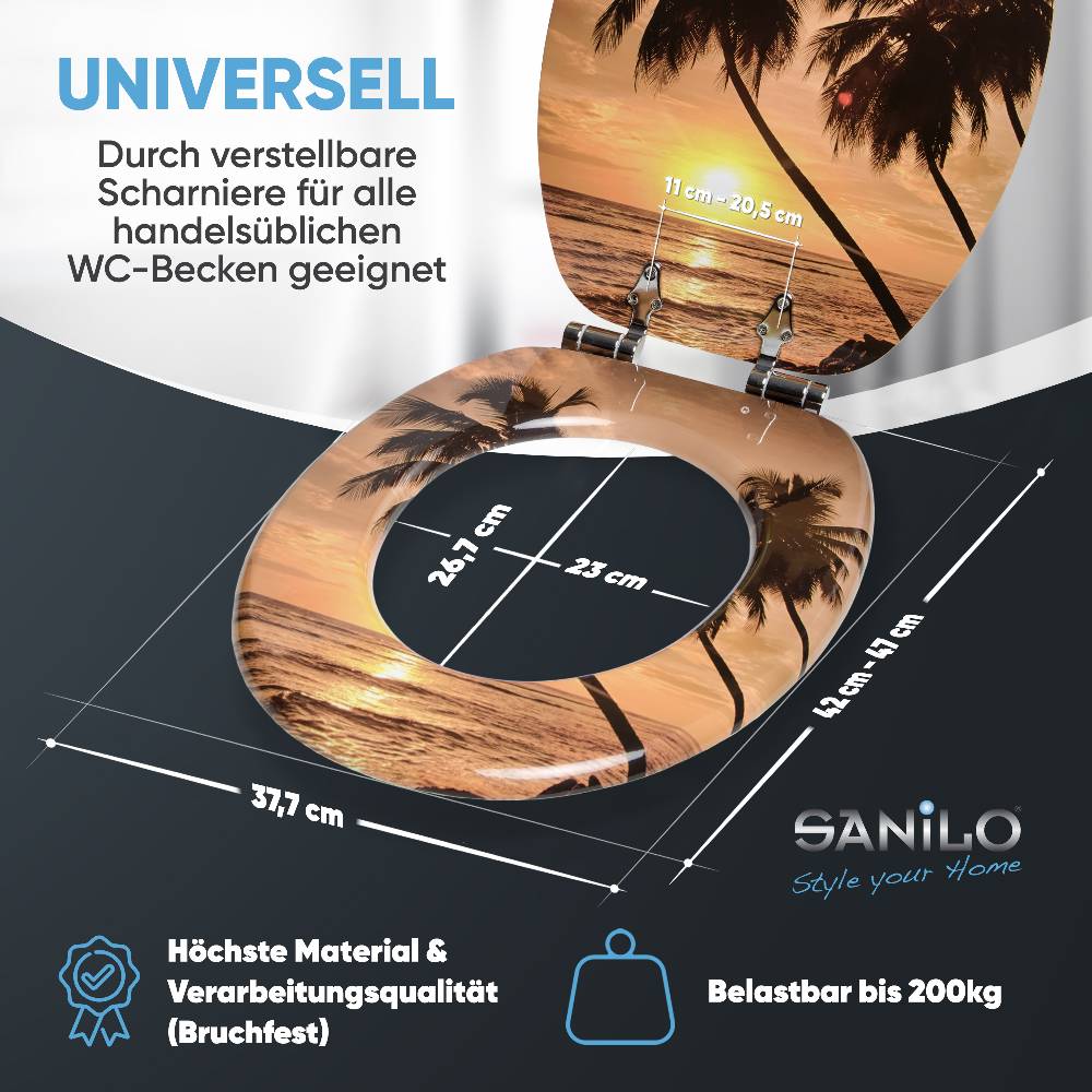 Sanilo WC-Sitz mit Absenkautomatik Summer - Premium Toilettendeckel direkt vom Hersteller Black Friday