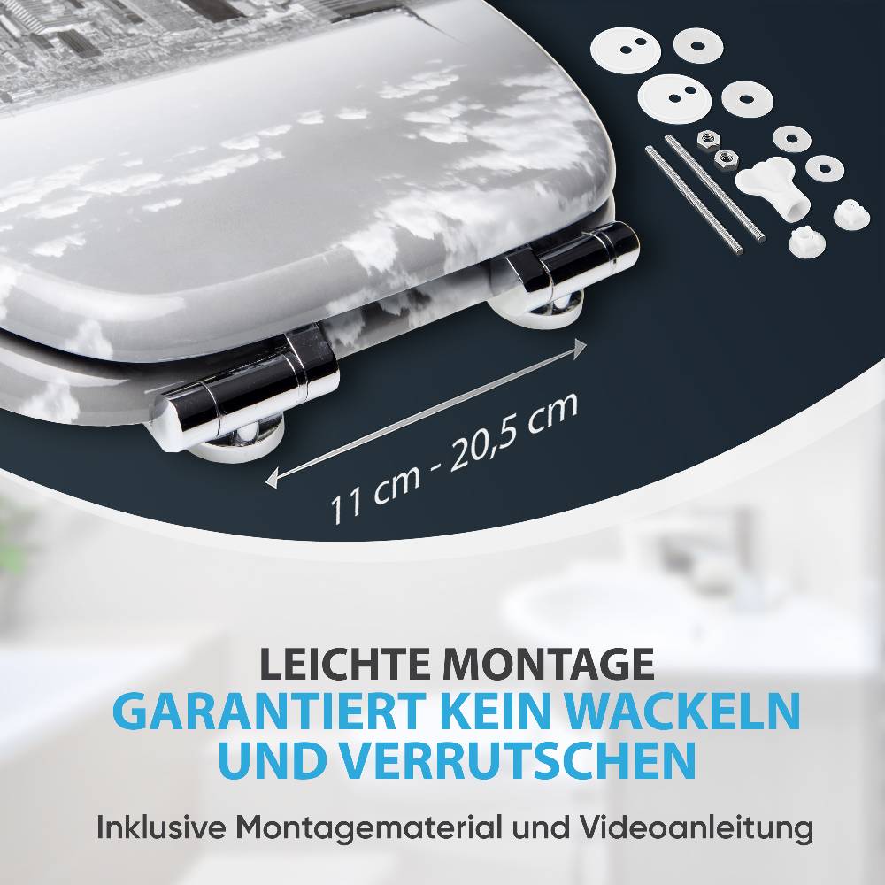 Sanilo WC-Sitz mit Absenkautomatik Skyline New York - Premium Toilettendeckel direkt vom Hersteller Weihnachtsangebot