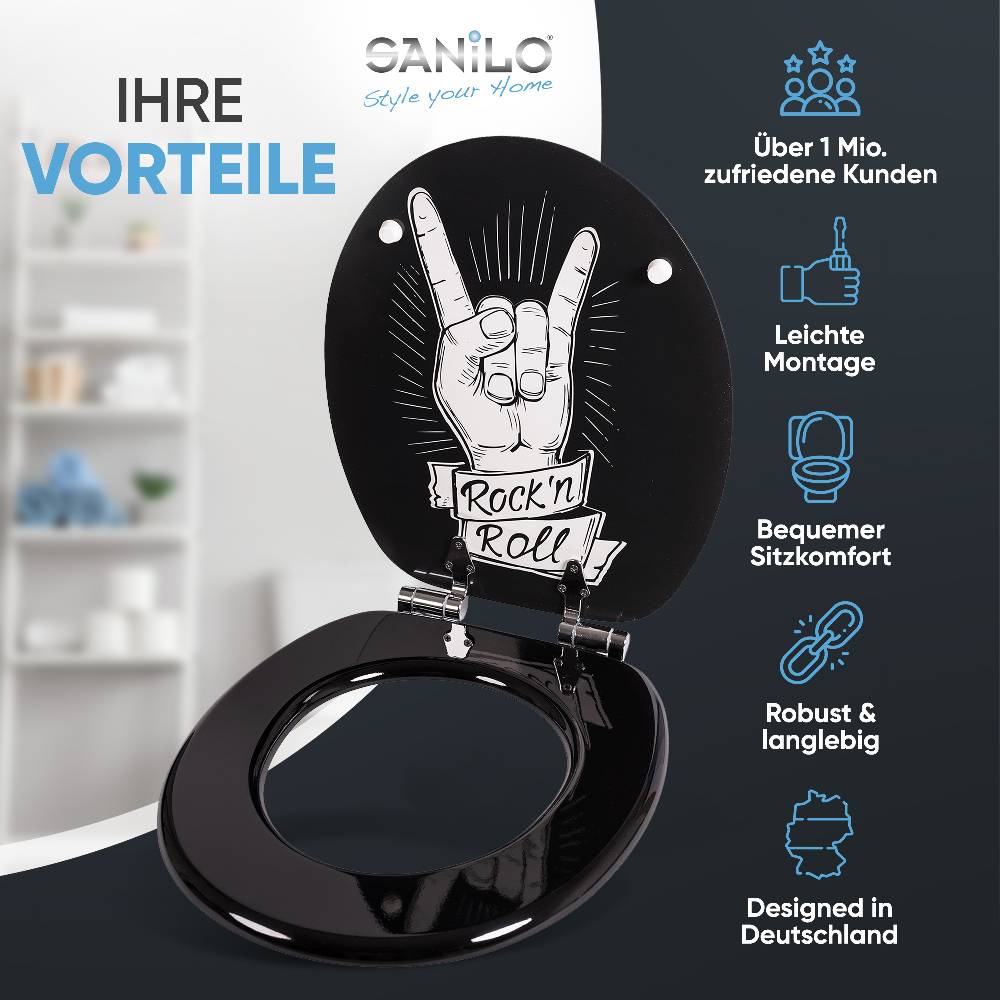 Sanilo WC-Sitz mit Absenkautomatik Rock ’n’ Roll - Premium Toilettendeckel direkt vom Hersteller