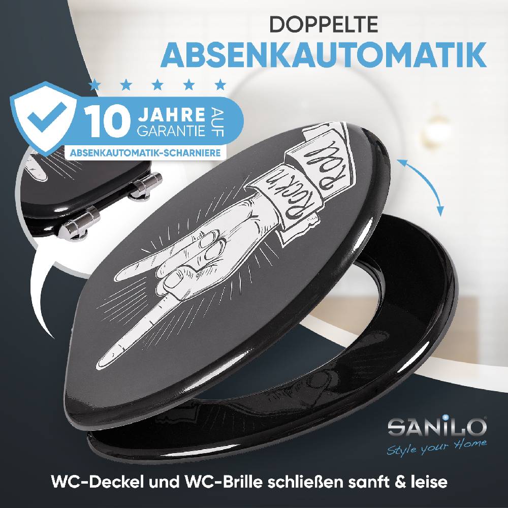 Sanilo WC-Sitz mit Absenkautomatik Rock ’n’ Roll - Premium Toilettendeckel direkt vom Hersteller Osterangebot