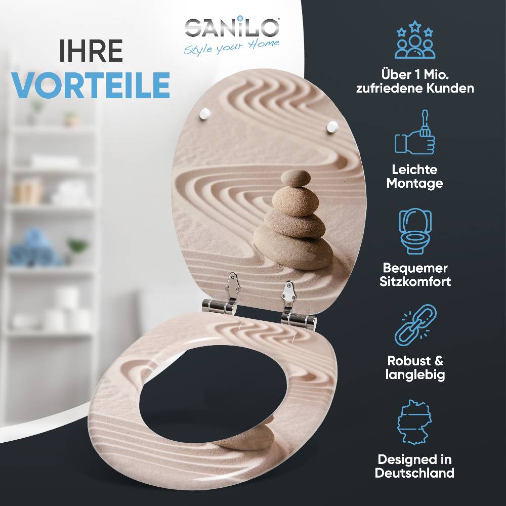 Sanilo WC-Sitz mit Absenkautomatik Zen - Premium Toilettendeckel direkt vom Hersteller