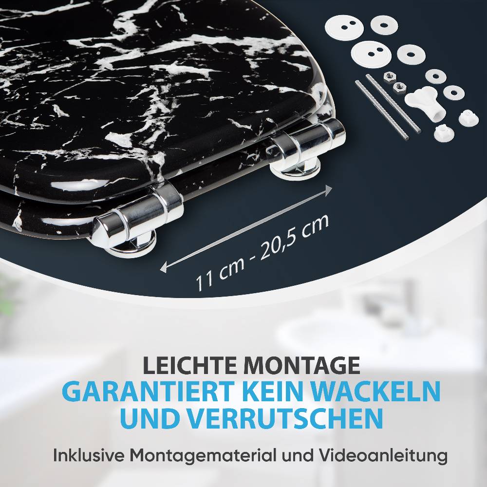Sanilo WC-Sitz mit Absenkautomatik Marmor Schwarz - Premium Toilettendeckel direkt vom Hersteller Top Angebot