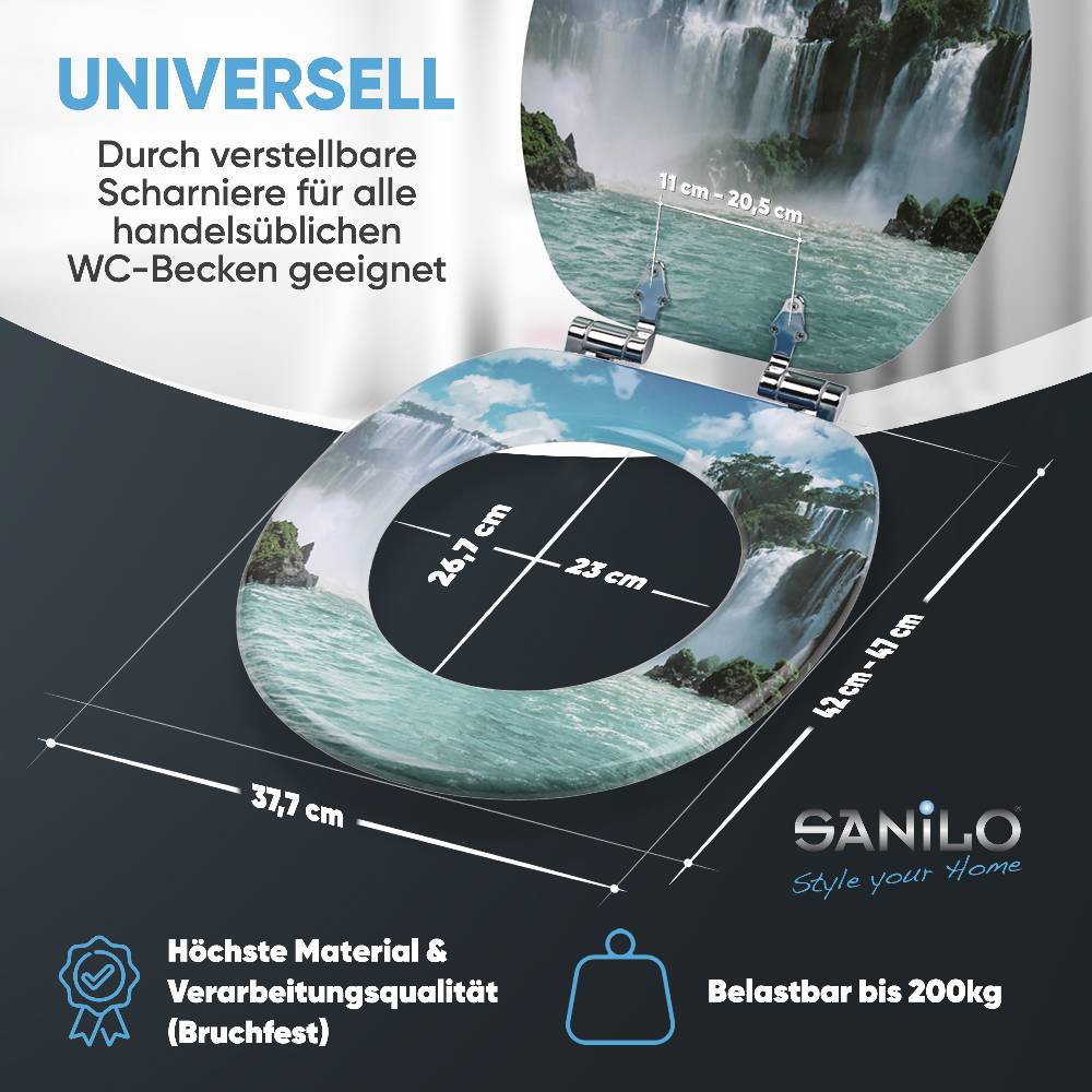 Sanilo WC-Sitz mit Absenkautomatik Wasserfall - Premium Toilettendeckel direkt vom Hersteller Online Outlet