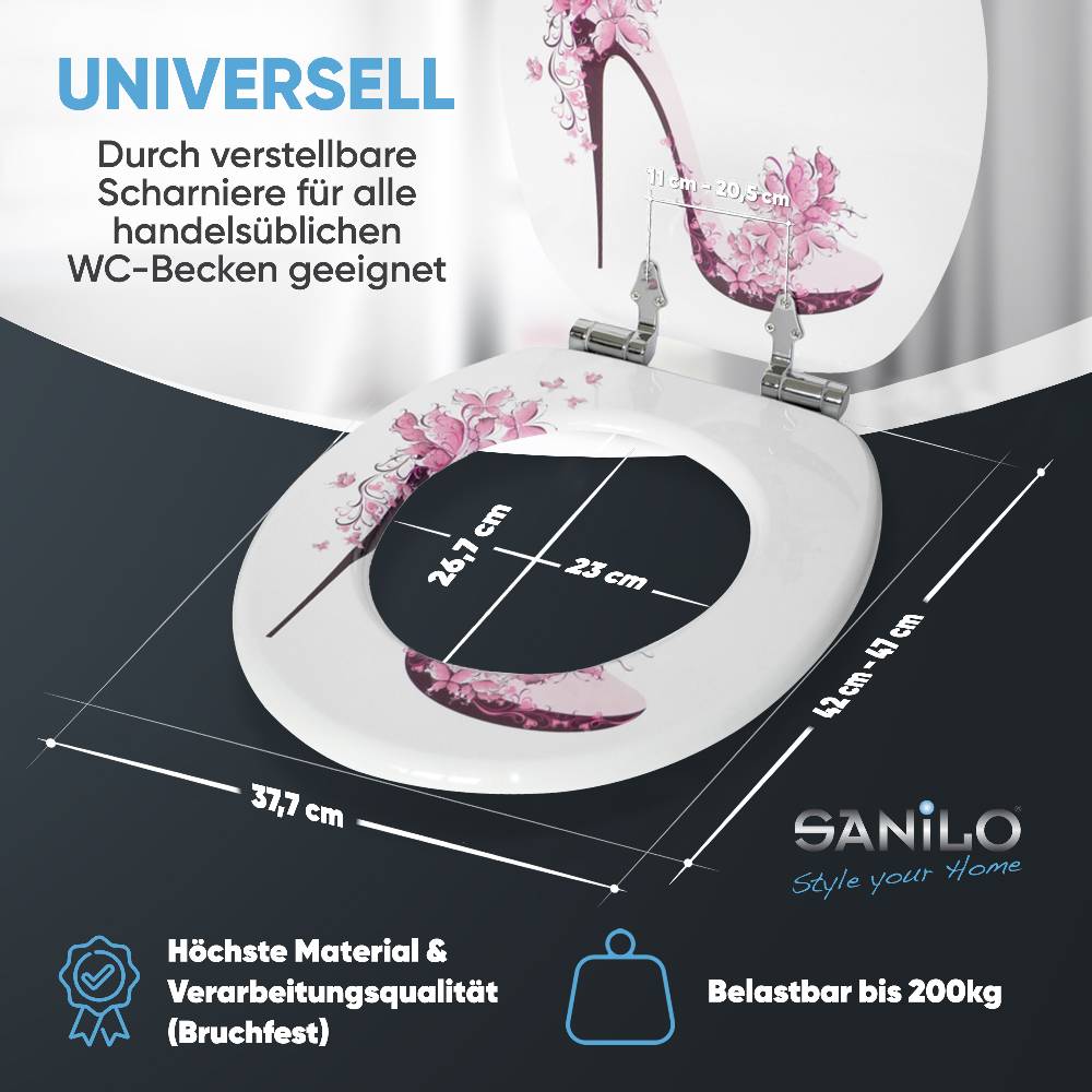 Sanilo WC-Sitz mit Absenkautomatik Schuh - Premium Toilettendeckel direkt vom Hersteller Große Rabatte