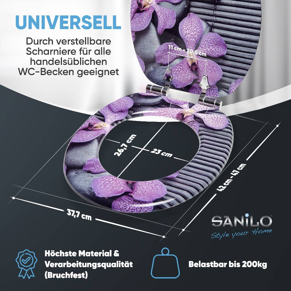 Sanilo WC-Sitz mit Absenkautomatik Vanda - Premium Toilettendeckel direkt vom Hersteller Saisonale Angebote