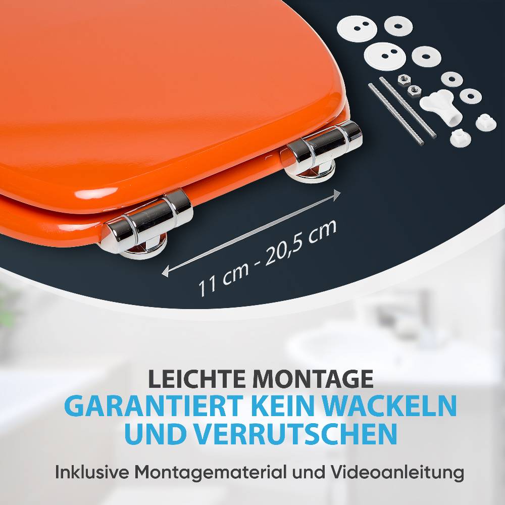Sanilo WC-Sitz mit Absenkautomatik Orange - Premium Toilettendeckel direkt vom Hersteller Räumungsverkauf