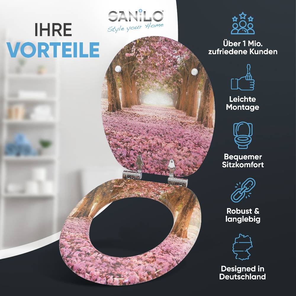 Sanilo WC-Sitz mit Absenkautomatik Romantik - Premium Toilettendeckel direkt vom Hersteller