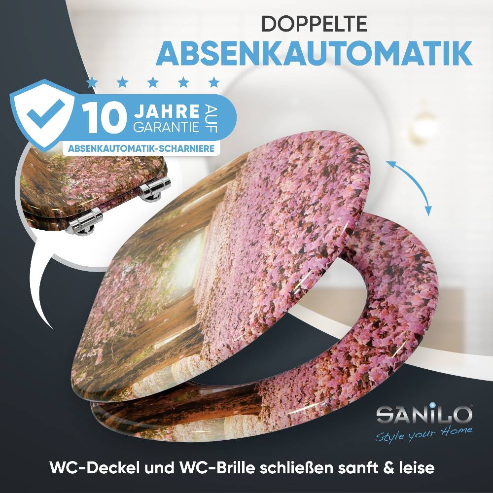 Sanilo WC-Sitz mit Absenkautomatik Romantik - Premium Toilettendeckel direkt vom Hersteller Kauf eins, bekomm eins gratis