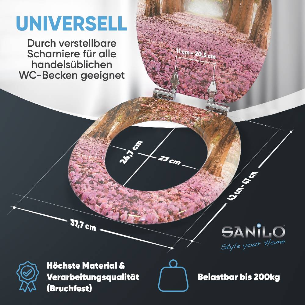 Sanilo WC-Sitz mit Absenkautomatik Romantik - Premium Toilettendeckel direkt vom Hersteller Kauf eins, bekomm eins gratis