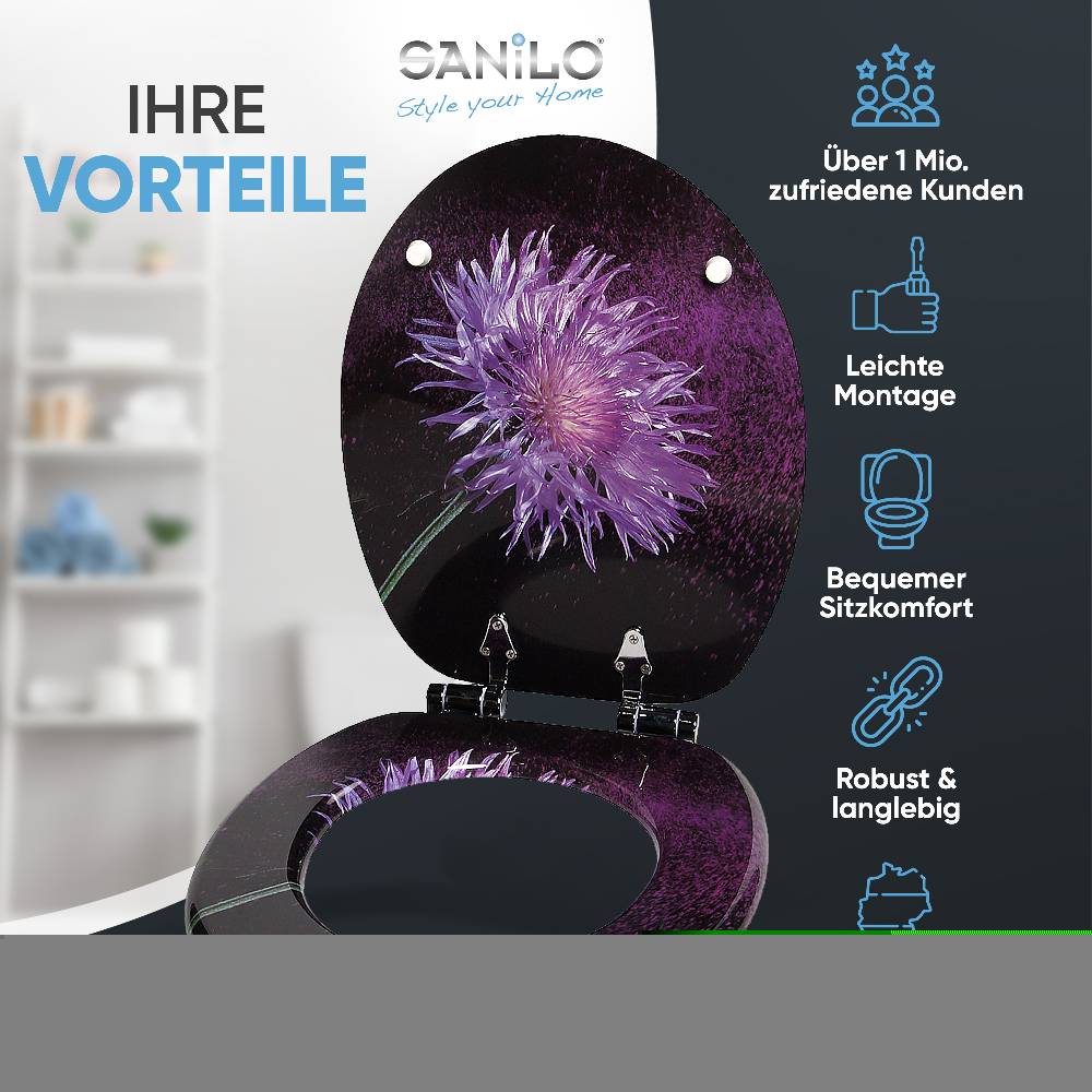 Sanilo WC-Sitz mit Absenkautomatik Purple Dust - Premium Toilettendeckel direkt vom Hersteller