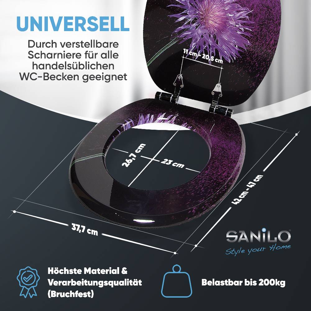 Sanilo WC-Sitz mit Absenkautomatik Purple Dust - Premium Toilettendeckel direkt vom Hersteller Tägliche Deals