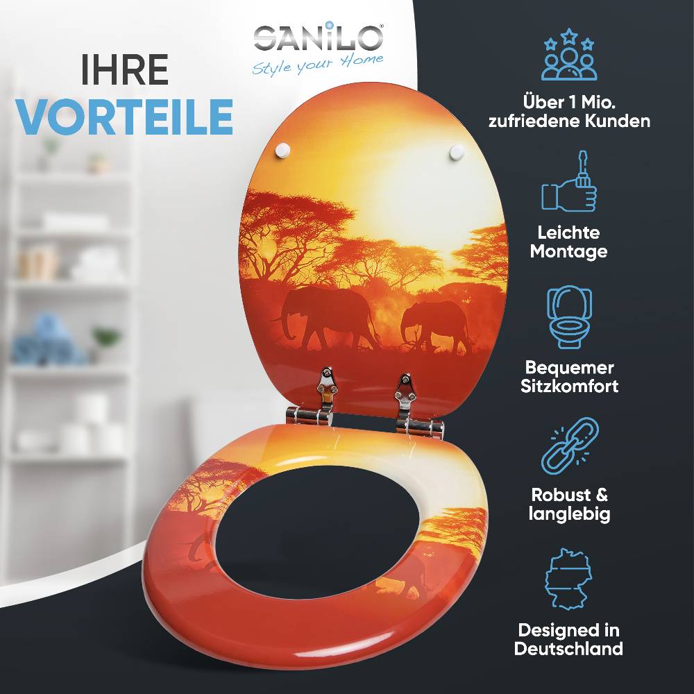 Sanilo WC-Sitz mit Absenkautomatik Savanne - Premium Toilettendeckel direkt vom Hersteller