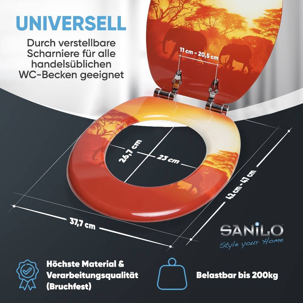 Sanilo WC-Sitz mit Absenkautomatik Savanne - Premium Toilettendeckel direkt vom Hersteller Tiefpreis
