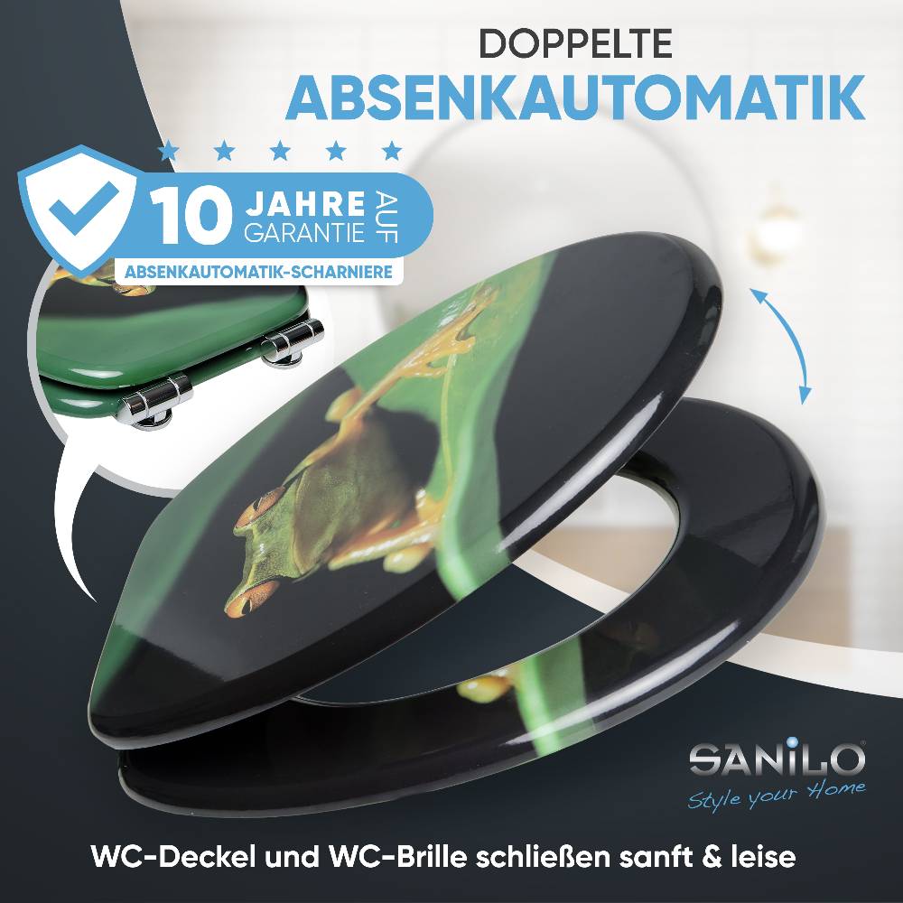 Sanilo WC-Sitz mit Absenkautomatik Frosch Grün - Premium Toilettendeckel direkt vom Hersteller Kostenlose Rückgabe