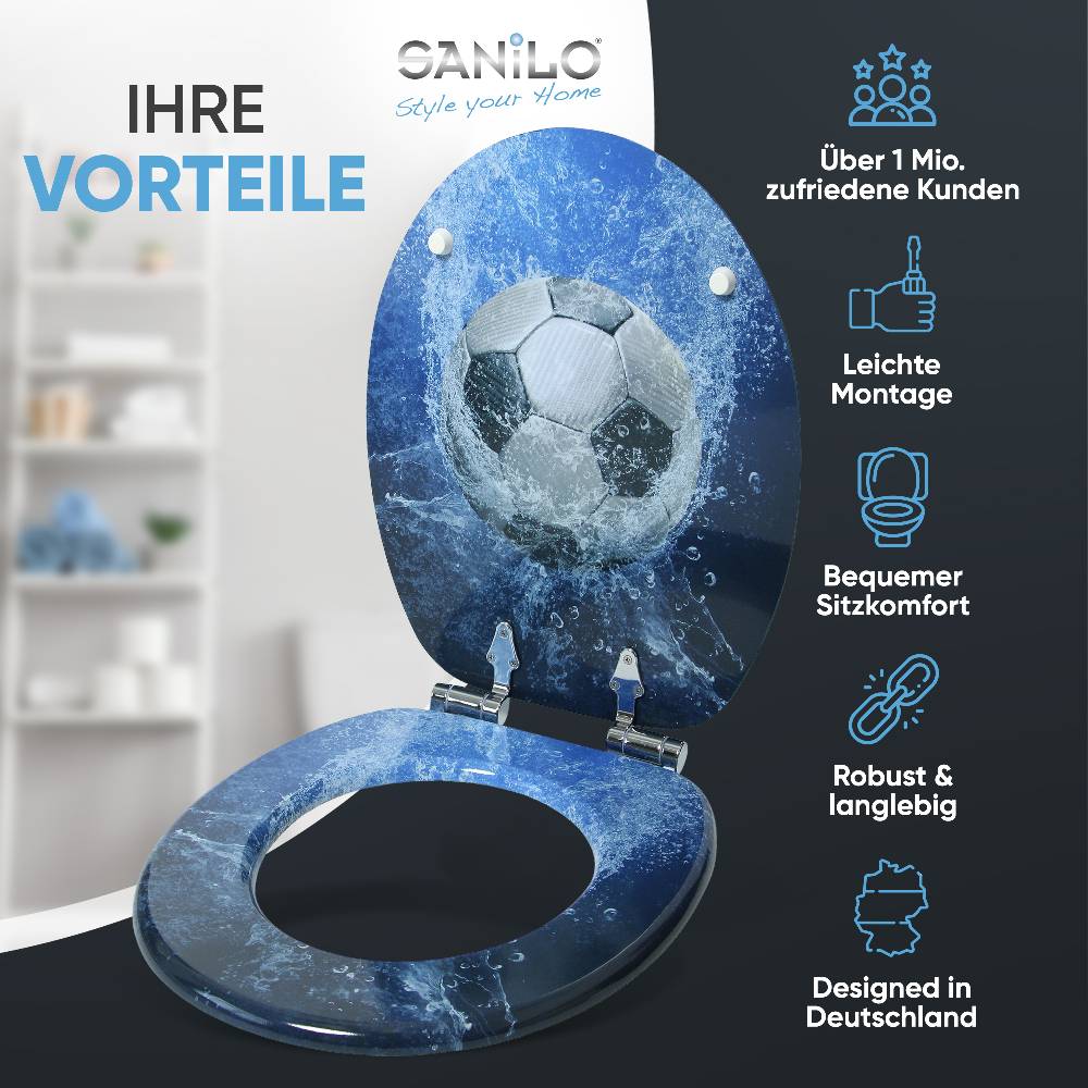 Sanilo WC-Sitz mit Absenkautomatik Soccer - Premium Toilettendeckel direkt vom Hersteller