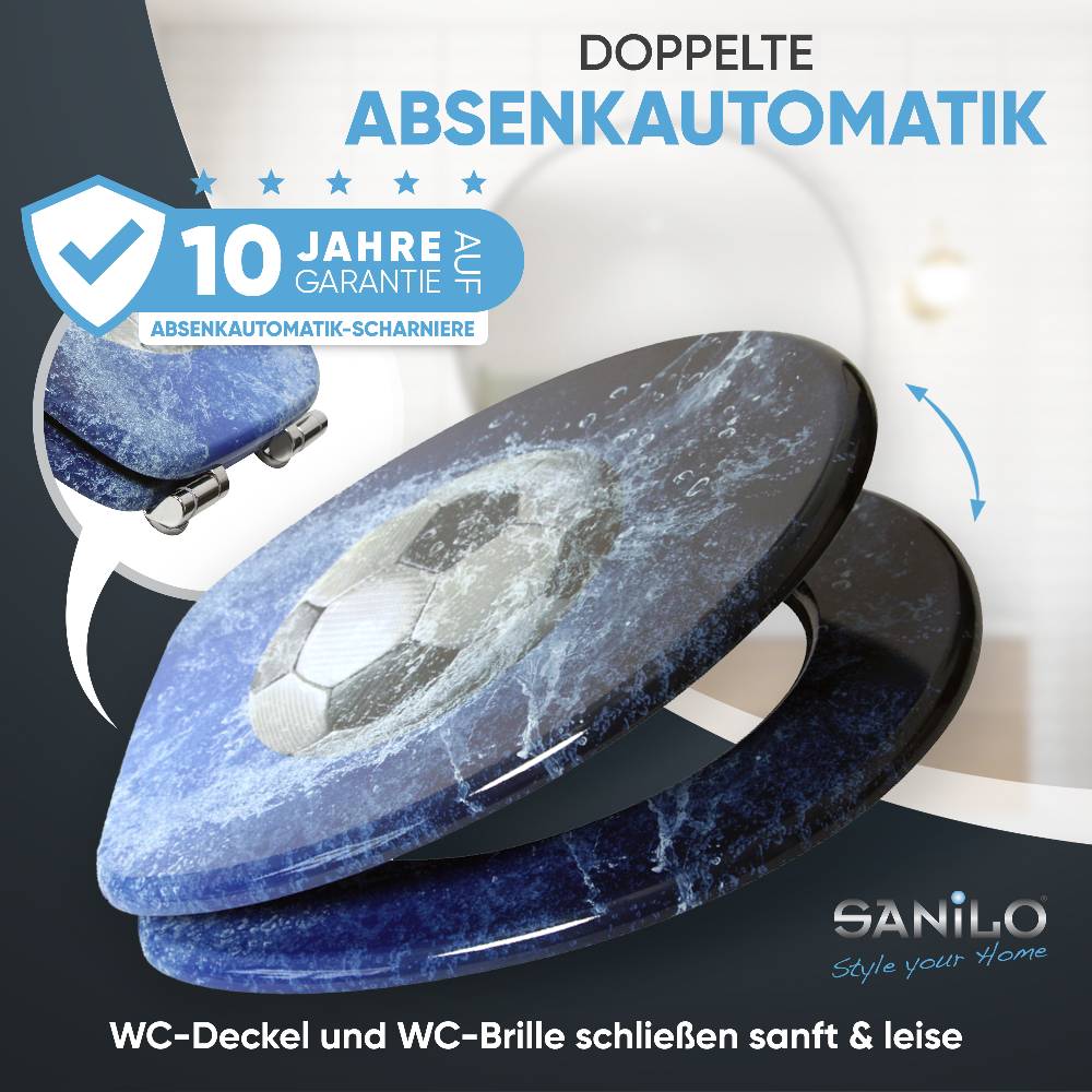 Sanilo WC-Sitz mit Absenkautomatik Soccer - Premium Toilettendeckel direkt vom Hersteller JETZT KAUFEN
