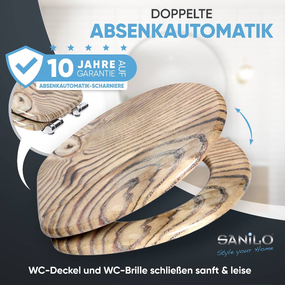 Sanilo WC-Sitz mit Absenkautomatik Grain - Premium Toilettendeckel direkt vom Hersteller Bis zu 60% Rabatt