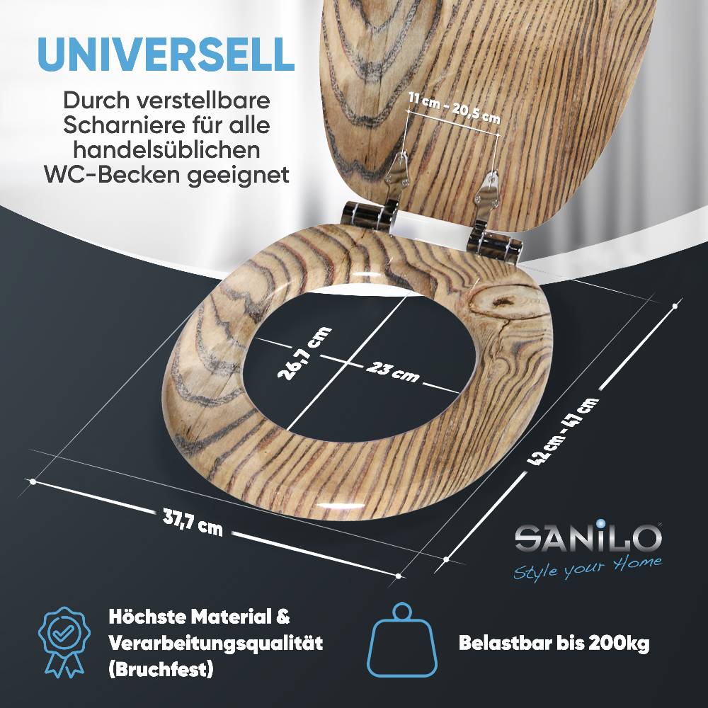Sanilo WC-Sitz mit Absenkautomatik Grain - Premium Toilettendeckel direkt vom Hersteller Bis zu 60% Rabatt