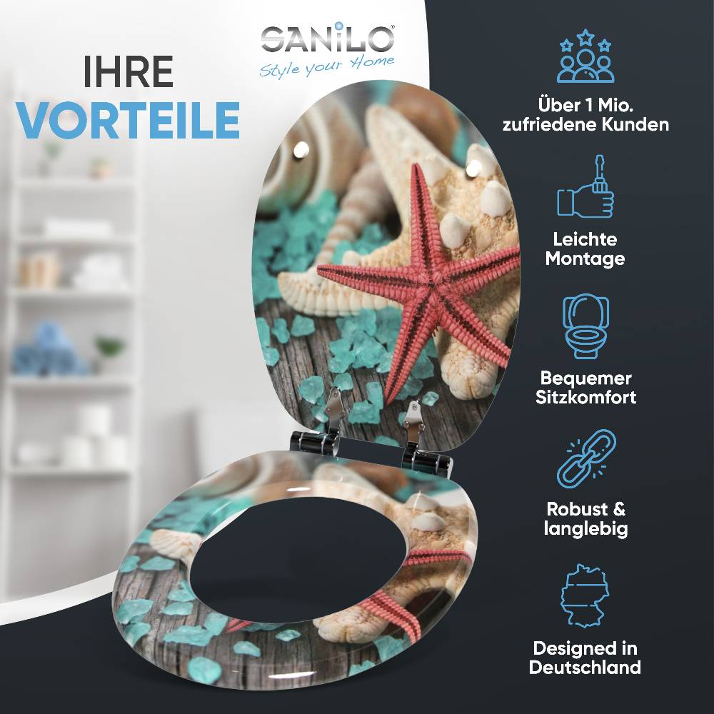 Sanilo WC-Sitz mit Absenkautomatik Bath Salts - Premium Toilettendeckel direkt vom Hersteller