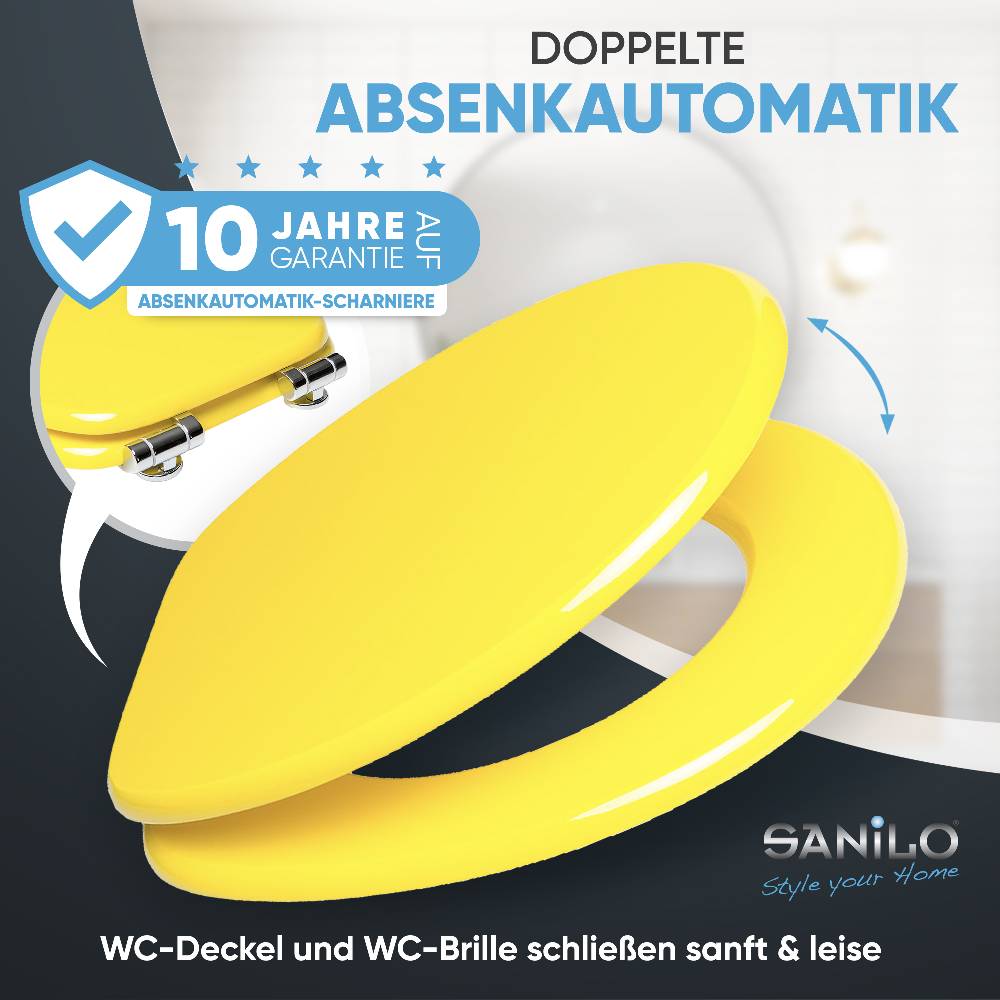 Sanilo WC-Sitz mit Absenkautomatik Gelb - Premium Toilettendeckel direkt vom Hersteller 50% Rabatt mit kostenlosem Versand