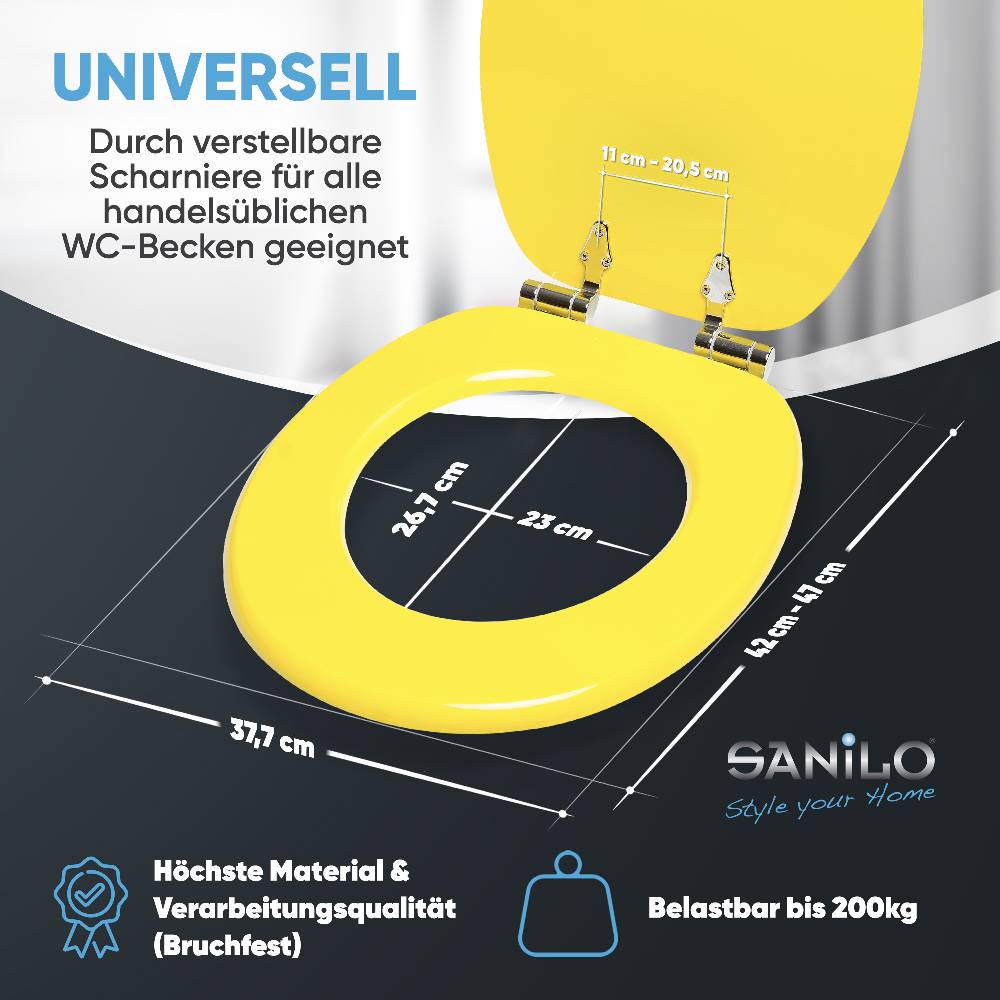 Sanilo WC-Sitz mit Absenkautomatik Gelb - Premium Toilettendeckel direkt vom Hersteller 50% Rabatt mit kostenlosem Versand