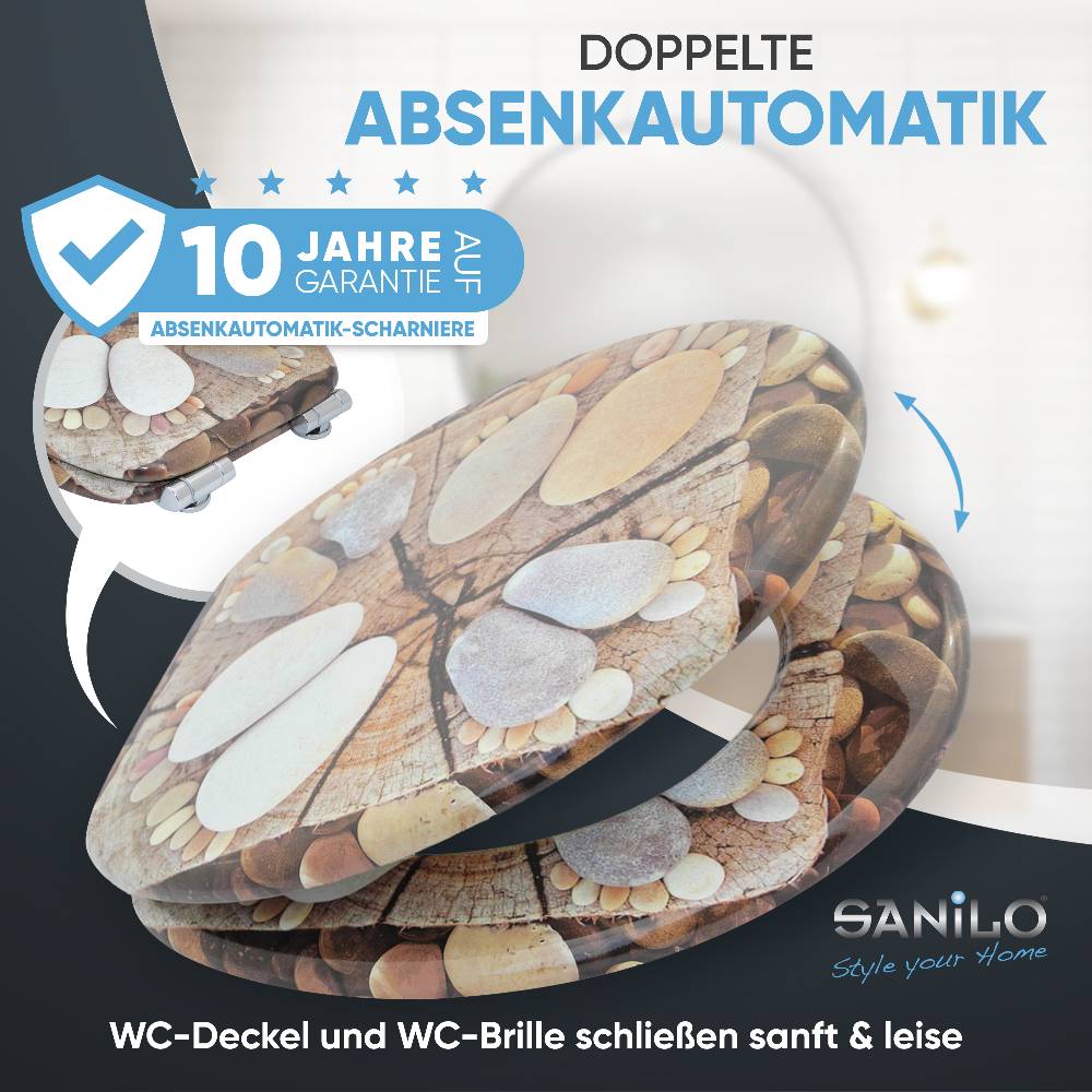 Sanilo WC-Sitz mit Absenkautomatik Stone Feet - Premium Toilettendeckel direkt vom Hersteller Clearance-Verkauf
