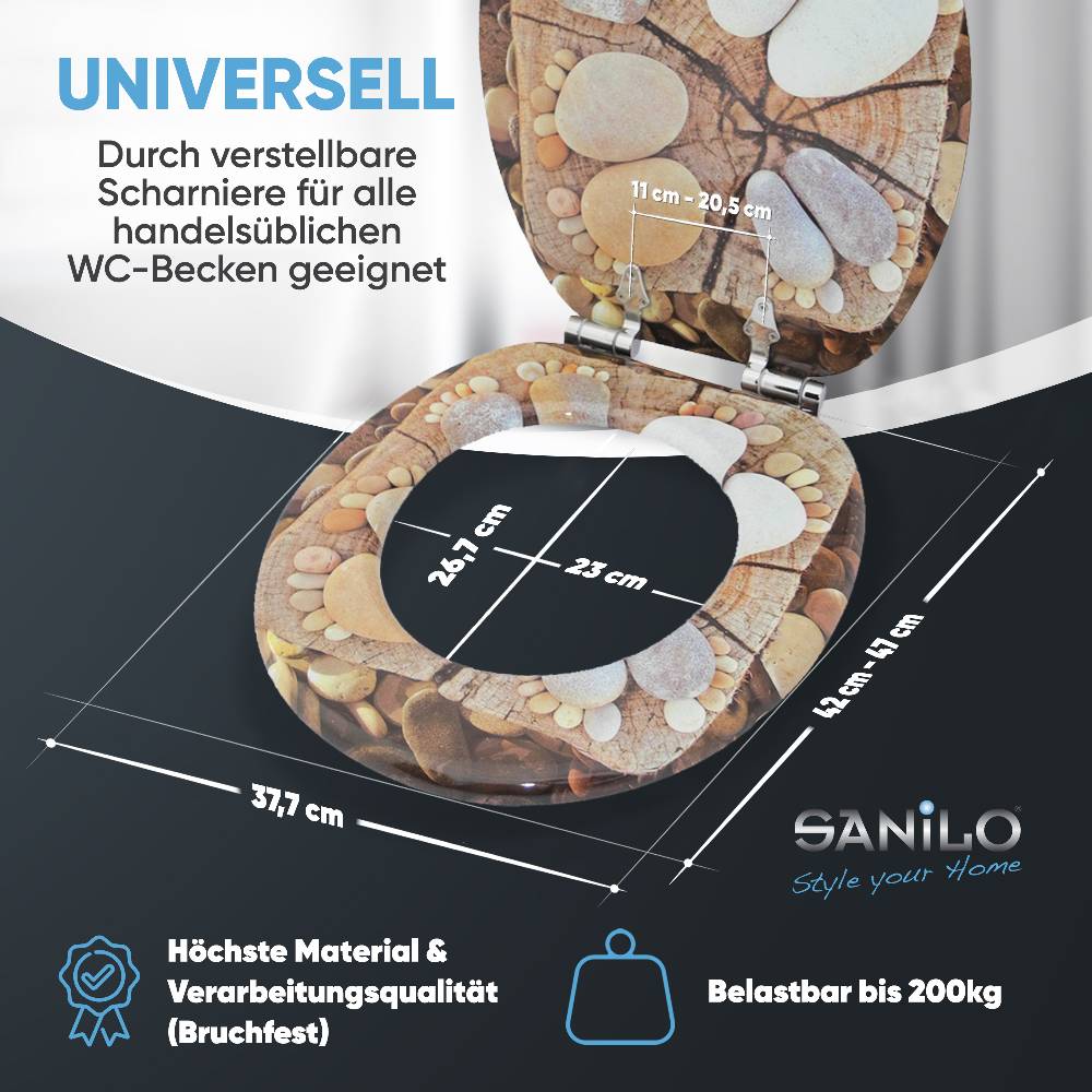 Sanilo WC-Sitz mit Absenkautomatik Stone Feet - Premium Toilettendeckel direkt vom Hersteller Clearance-Verkauf