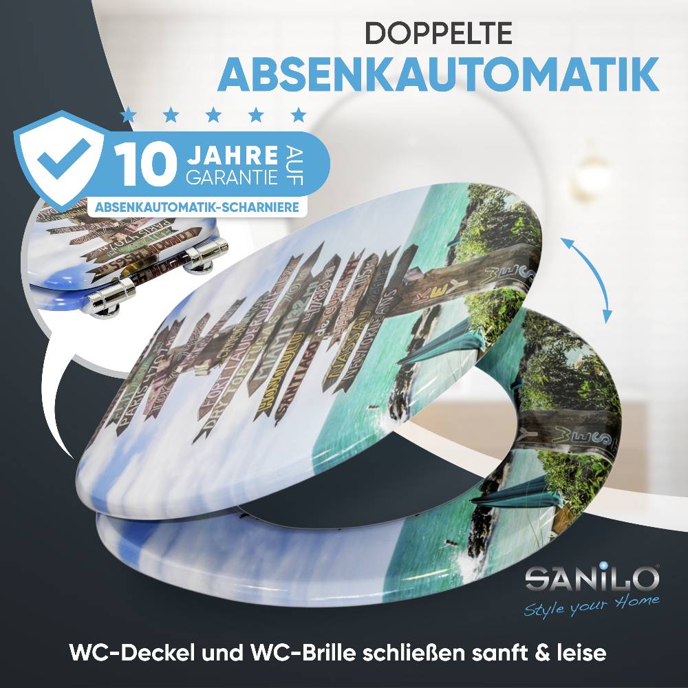 Sanilo WC-Sitz mit Absenkautomatik Key West - Premium Toilettendeckel direkt vom Hersteller Kostenloser Versand international