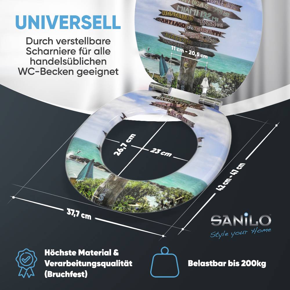 Sanilo WC-Sitz mit Absenkautomatik Key West - Premium Toilettendeckel direkt vom Hersteller Kostenloser Versand international