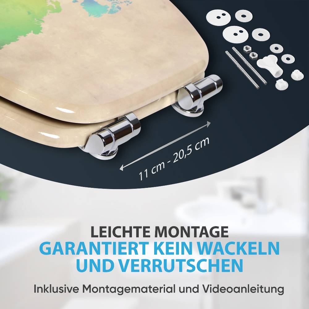 Sanilo WC-Sitz mit Absenkautomatik International Map - Premium Toilettendeckel direkt vom Hersteller Fabrikladen