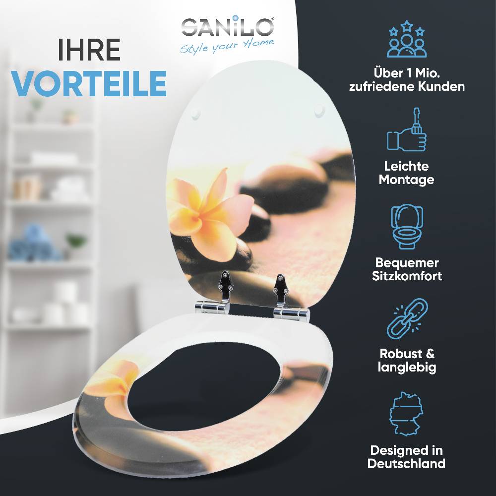 Sanilo WC-Sitz mit Absenkautomatik Beautiful - Premium Toilettendeckel direkt vom Hersteller