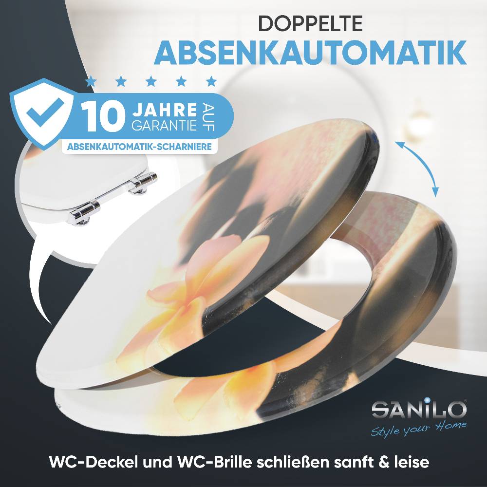 Sanilo WC-Sitz mit Absenkautomatik Beautiful - Premium Toilettendeckel direkt vom Hersteller Begrenzt auf 3 Tage