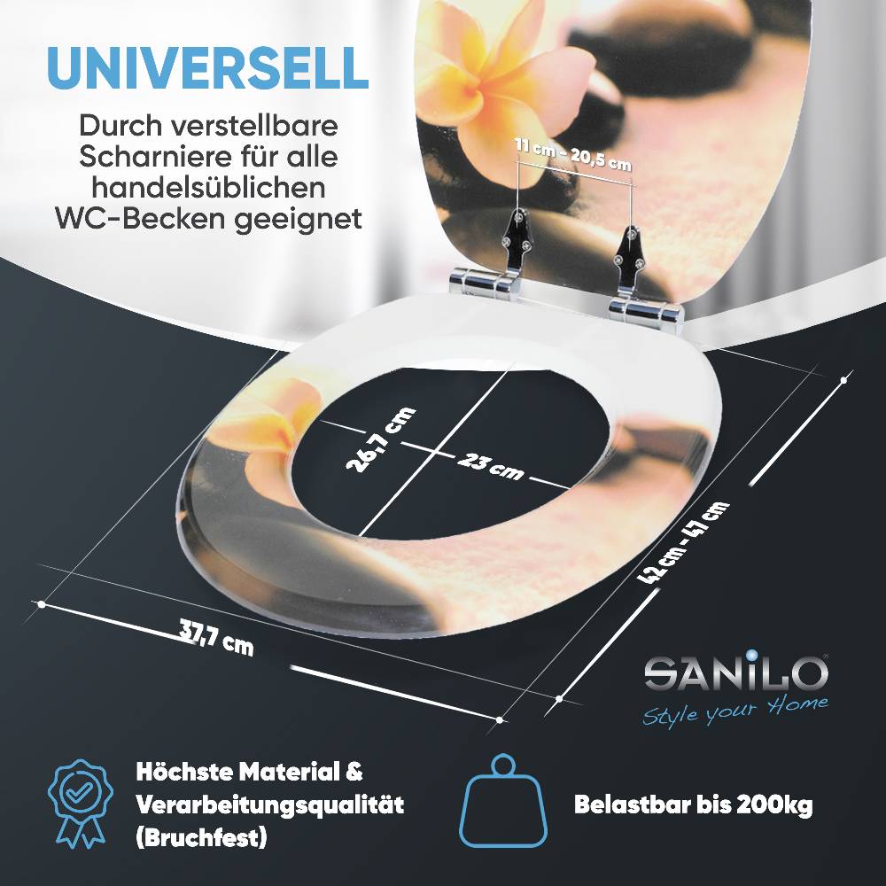 Sanilo WC-Sitz mit Absenkautomatik Beautiful - Premium Toilettendeckel direkt vom Hersteller Begrenzt auf 3 Tage