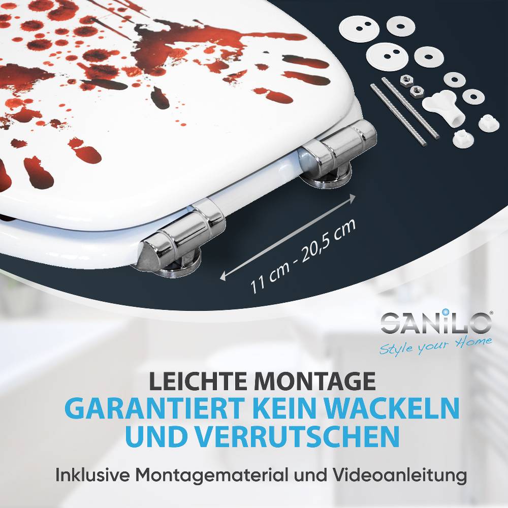 Sanilo WC-Sitz mit Absenkautomatik Blood Hands - Premium Toilettendeckel direkt vom Hersteller Speichern exportieren