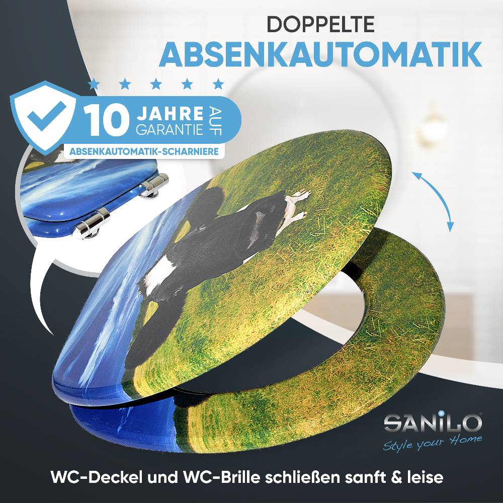 Sanilo WC-Sitz mit Absenkautomatik Kuhkopf - Premium Toilettendeckel direkt vom Hersteller Online