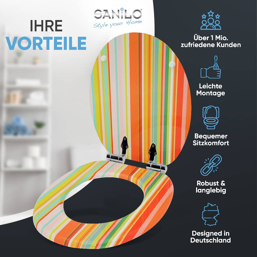 Sanilo WC-Sitz mit Absenkautomatik Starstripes - Premium Toilettendeckel direkt vom Hersteller