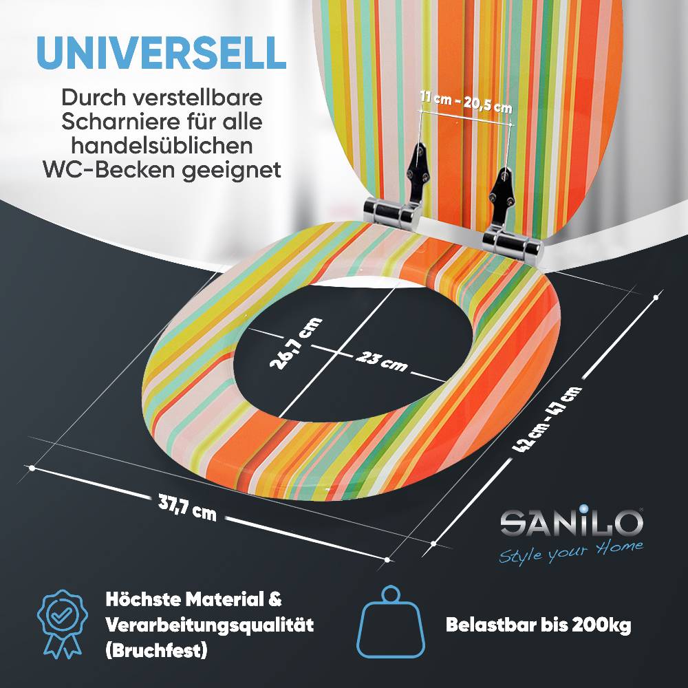 Sanilo WC-Sitz mit Absenkautomatik Starstripes - Premium Toilettendeckel direkt vom Hersteller Verkauf