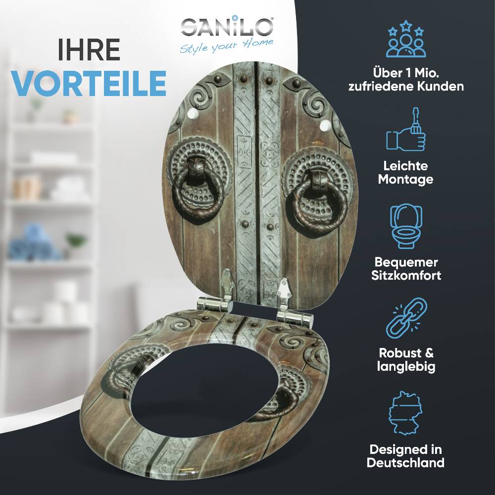Sanilo WC-Sitz mit Absenkautomatik Door - Premium Toilettendeckel direkt vom Hersteller