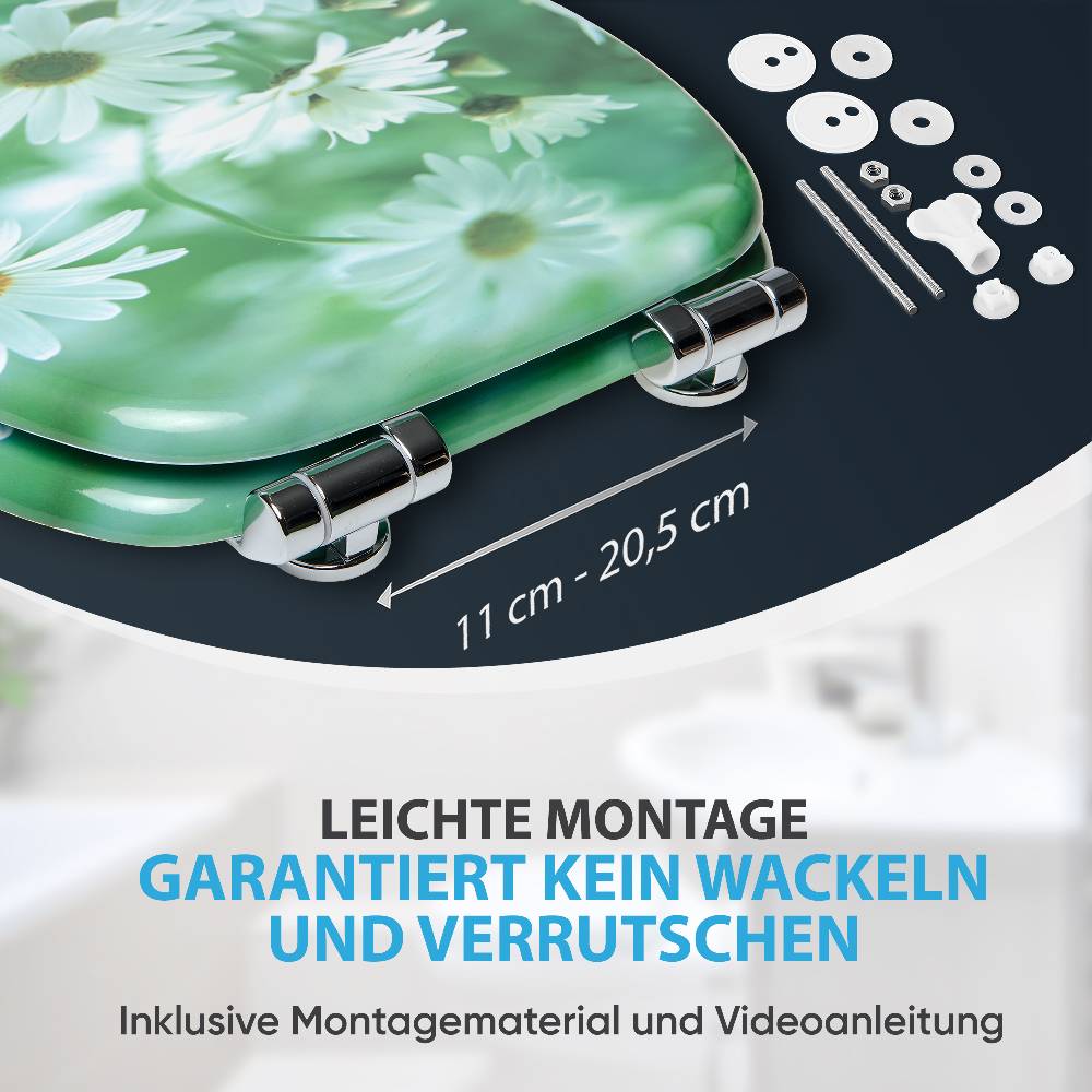 Sanilo WC-Sitz mit Absenkautomatik Margeriten - Premium Toilettendeckel direkt vom Hersteller im Angebot
