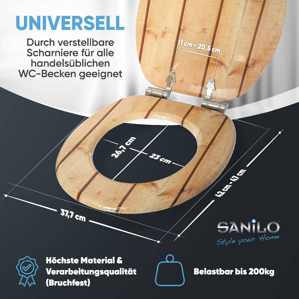Sanilo WC-Sitz mit Absenkautomatik Cottage - Premium Toilettendeckel direkt vom Hersteller