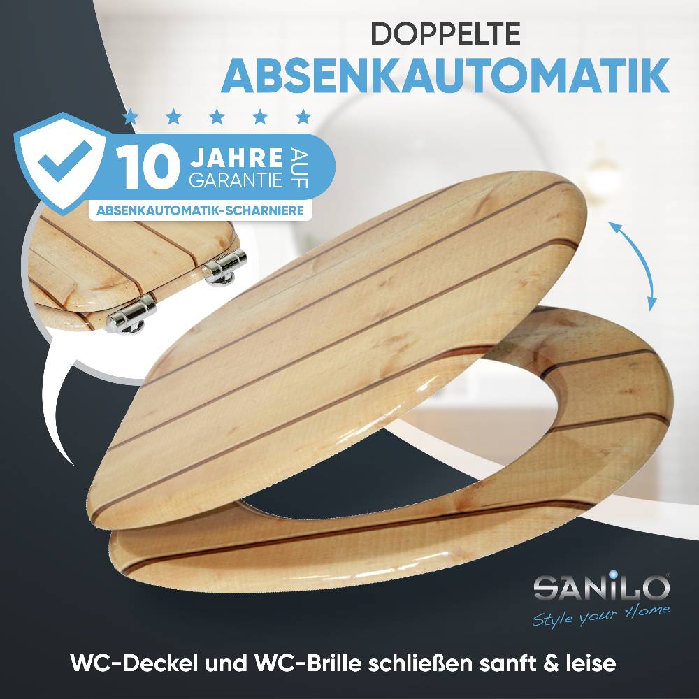 Sanilo WC-Sitz mit Absenkautomatik Cottage - Premium Toilettendeckel direkt vom Hersteller Günstiger Verkauf