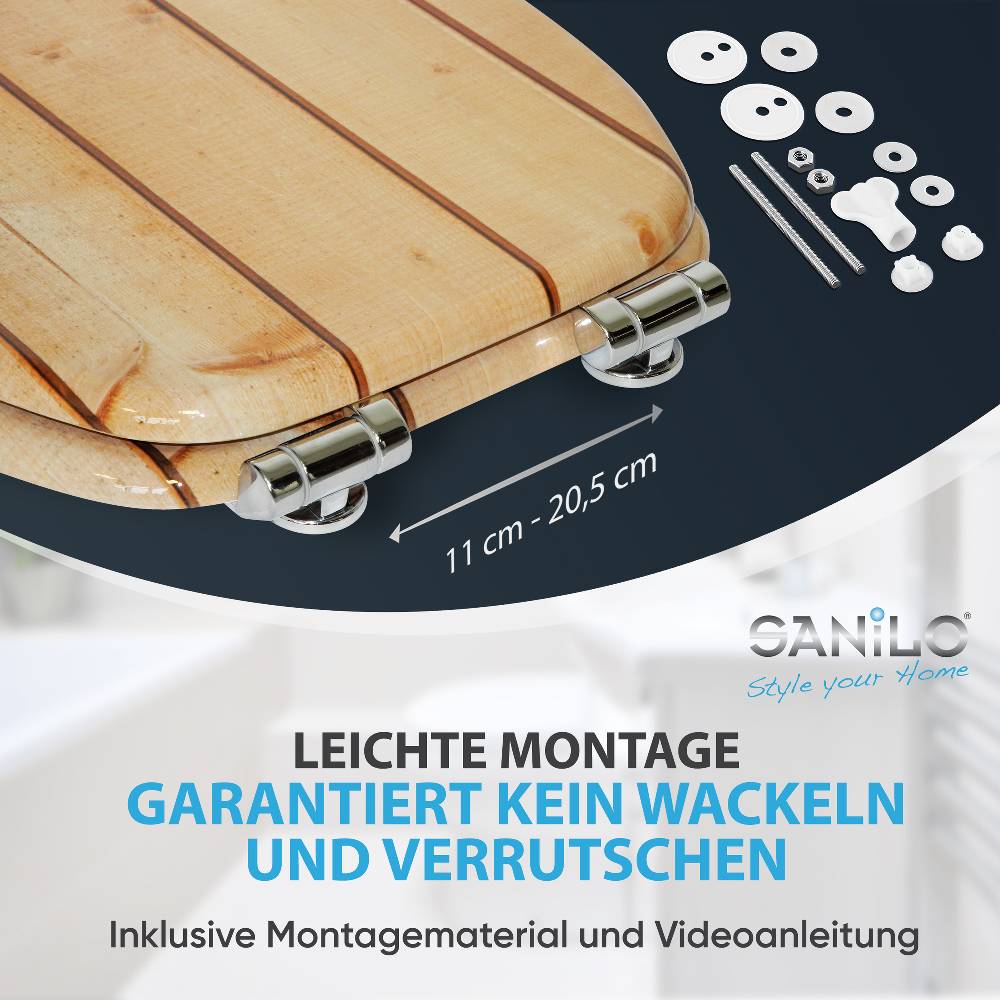 Sanilo WC-Sitz mit Absenkautomatik Cottage - Premium Toilettendeckel direkt vom Hersteller Günstiger Verkauf