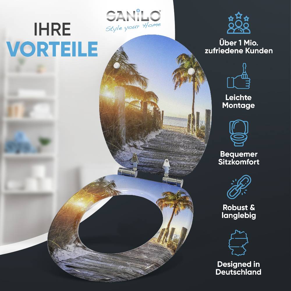 Sanilo WC-Sitz mit Absenkautomatik Fort Lauderdale - Premium Toilettendeckel direkt vom Hersteller