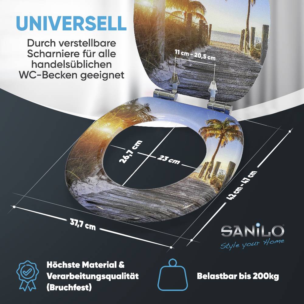 Sanilo WC-Sitz mit Absenkautomatik Fort Lauderdale - Premium Toilettendeckel direkt vom Hersteller Rabatt