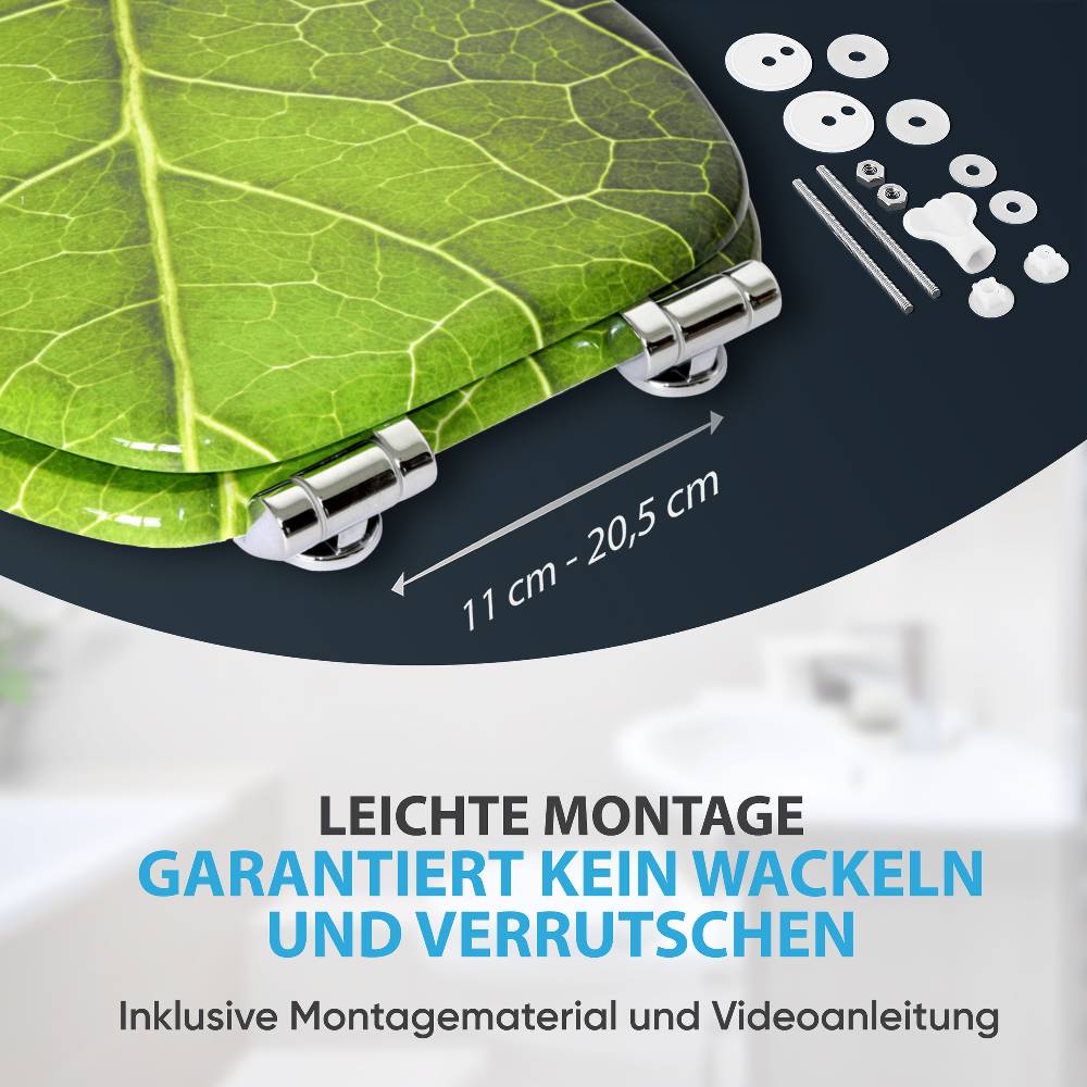 Sanilo WC-Sitz mit Absenkautomatik Blatt - Premium Toilettendeckel direkt vom Hersteller Großer Ausverkauf